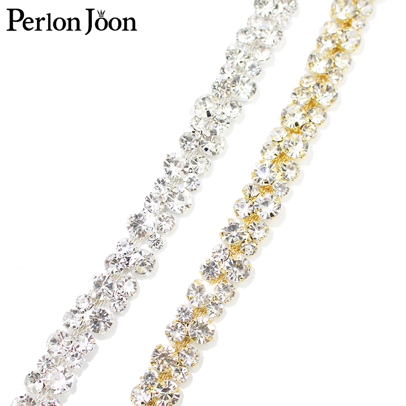 Perlon Strap Woven - スパークリングフルダイヤモンドクリスタルチェーン、ラインストーントリムストラップ、DIYブライダルウェディングベルト、靴装飾アクセサリー、ml151