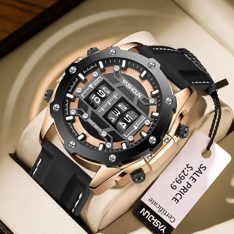 Leather Watch Band Men - クリエイティブ Watche デジタルクォーツ時計メンズ高級防水腕時計男性シリコーンストラップ軍事多用途腕時計