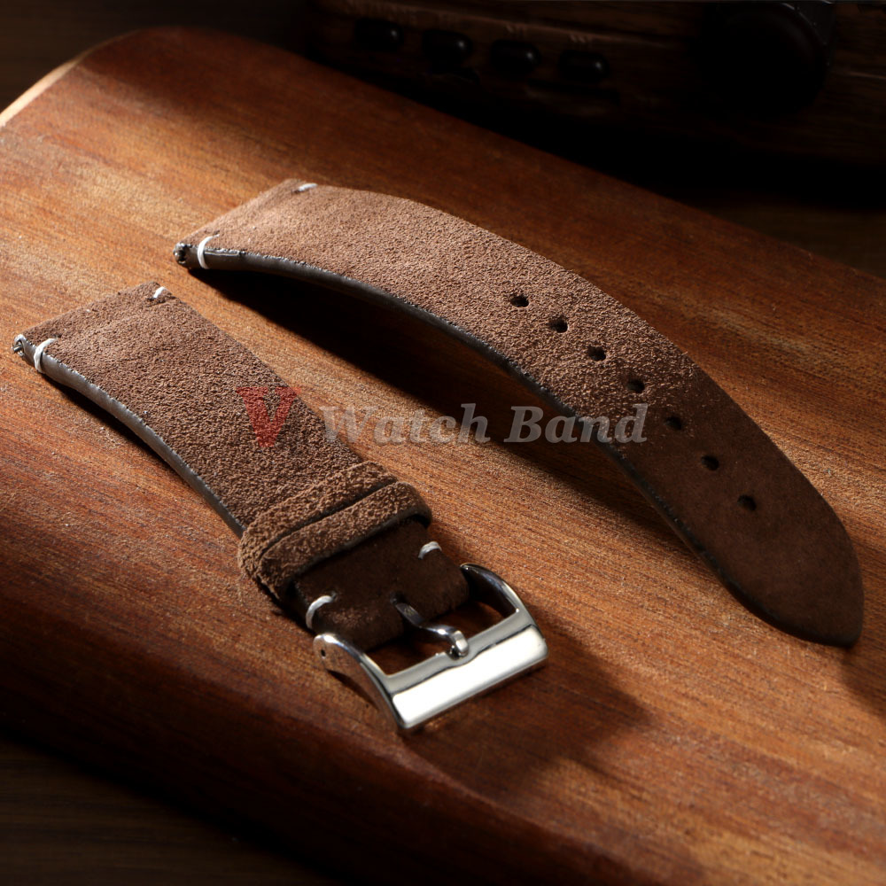 Suede Strap Watch - 20 ミリメートル 22 ミリメートル高品質スエード牛革ヴィンテージ時計ストラップブルーブラウン時計バンド交換ストラップ時計アクセサリースポーツブレスレット