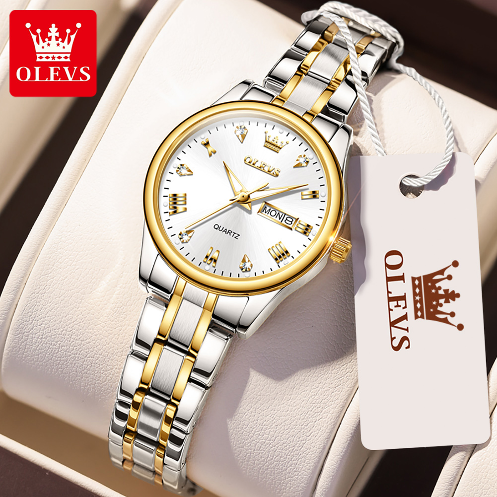 Olevs-女性用防水クォーツ時計、新しいファッション、クラ - Stainless Bracelet Diver のレビューと価格