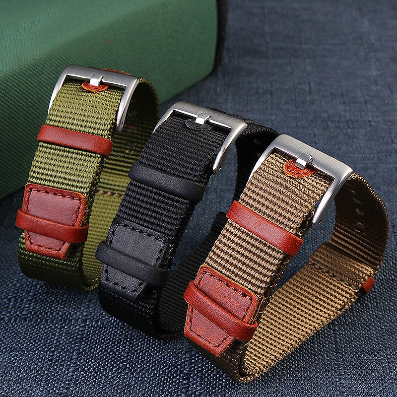 ミリタリースポーツストラップ,ナイロン,キャンバス,20mm - Suede Strap Watch のレビューと価格