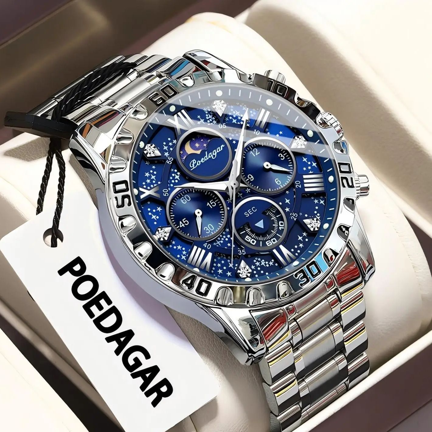 Poedagar 高級ファッション男の腕時計防水発光クロノグ - Patek Philippe Watch Nautilus のレビューと価格