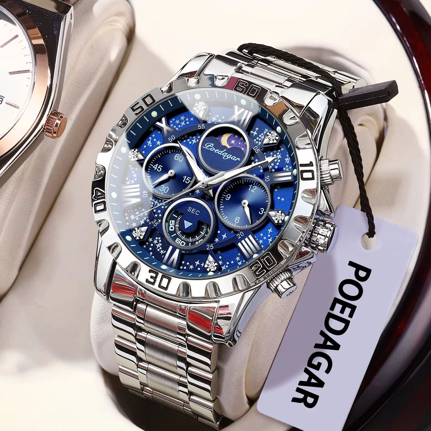 Poedagar 高級ファッション男の腕時計防水発光クロノグ - Patek Philippe Watch Nautilus のレビューと価格