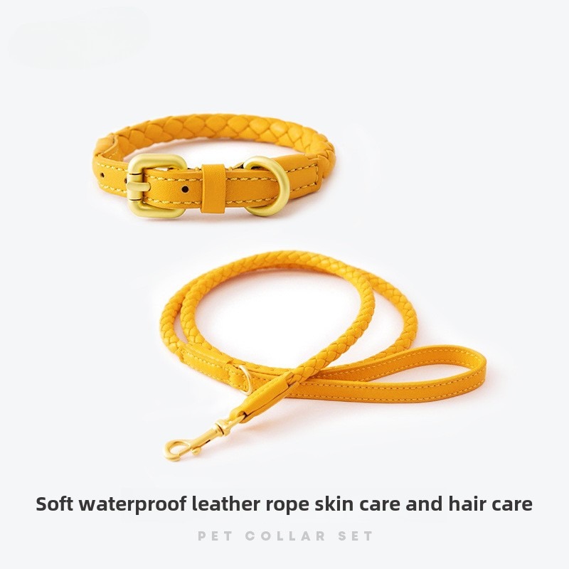 Loudik 卸売編組革犬のリード調節可能なペットの首輪ウォ - Leather Strap Quick Release のレビューと価格