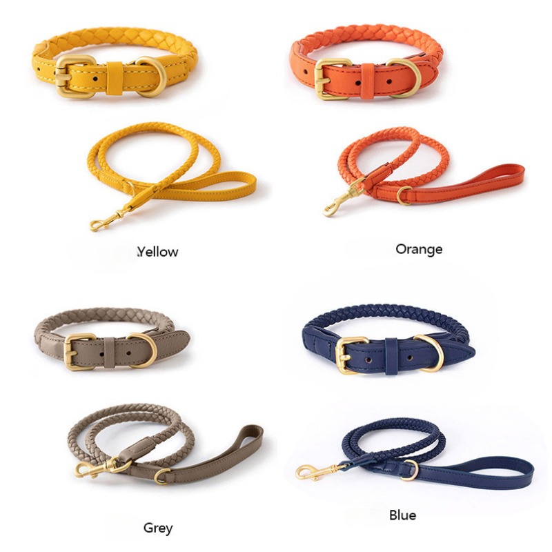 Loudik 卸売編組革犬のリード調節可能なペットの首輪ウォ - Leather Strap Quick Release のレビューと価格