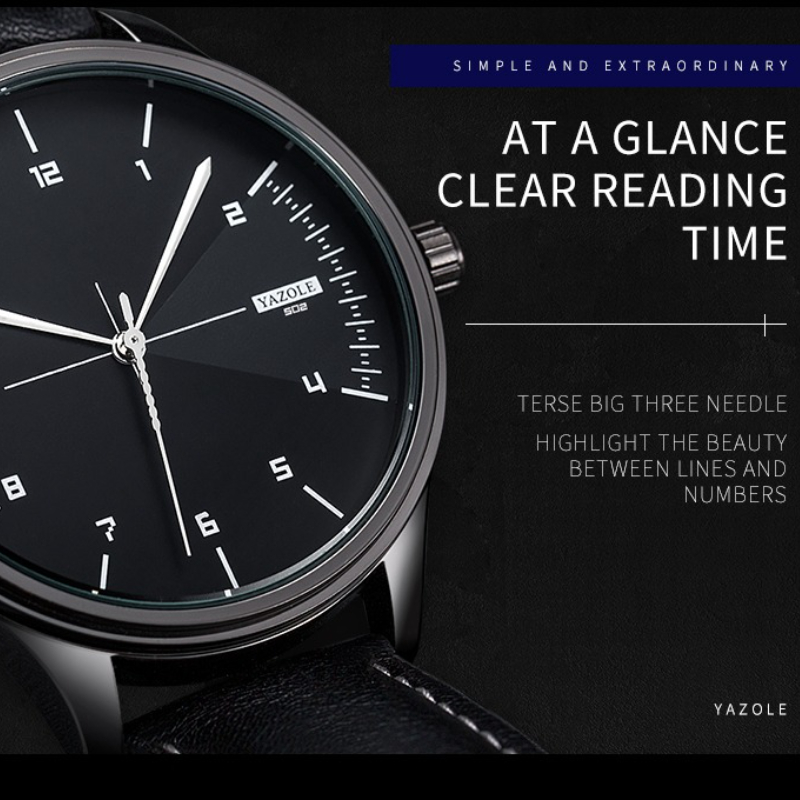 トップブランドYAZOLEクォーツ腕時計、メンズファッション - Leather Watch Band Men のレビューと価格