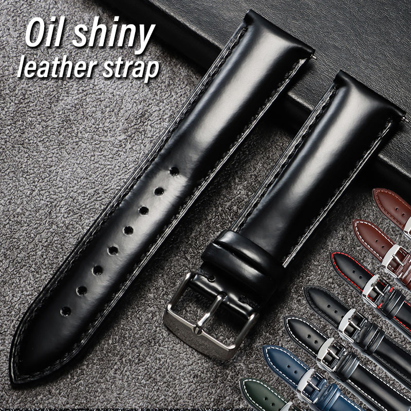 オイル光沢のある本革ストラップ 18 ミリメートル 19 ミ - Leather Strap Quick Release のレビューと価格