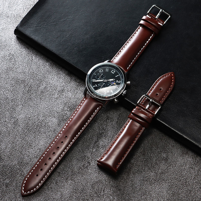 オイル光沢のある本革ストラップ 18 ミリメートル 19 ミ - Leather Strap Quick Release のレビューと価格